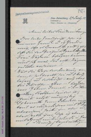 Brief von Hedwig Heyl an Helene Lange