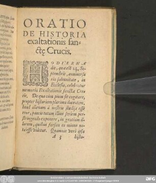 Oratio De Historia exaltationis sanctę Crucis.