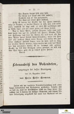 Lebensabriß des Vollendeten