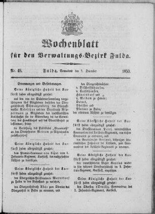 Nr. 49, Ausgabe vom 7. Dezember 1850