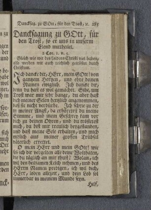 Dancksagung zu Gott, für den Trost, so er uns in unserm Elend mittheilet.