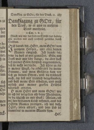 Dancksagung zu Gott, für den Trost, so er uns in unserm Elend mittheilet.
