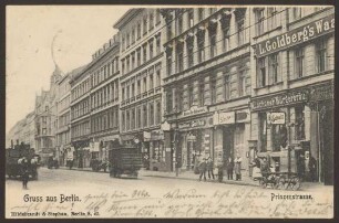 Ansichtskarte Prinzenstraße mit Geschäften