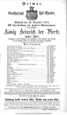 König Heinrich der Vierte. (Erster Theil)