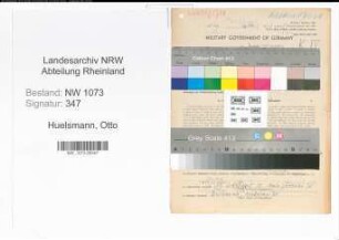 Entnazifizierung Otto Huelsmann , geb. 09.03.1903 (Sparkasseninspektor)