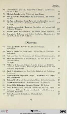 Diverses (Nr. 805-852)