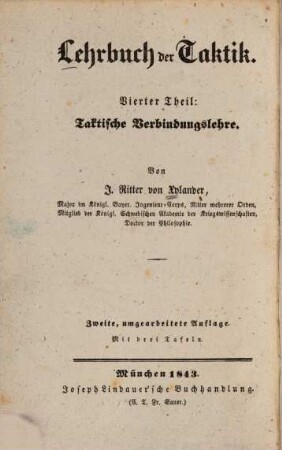 Lehrbuch der Taktik, 4. Taktische Verbindungslehre