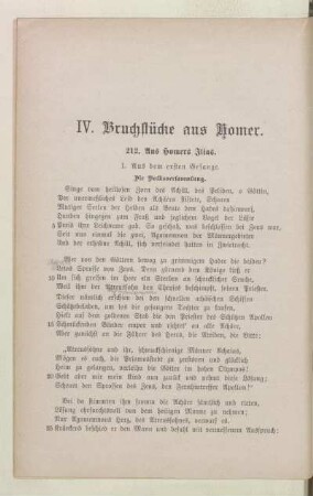 IV. Bruchstücke aus Homer