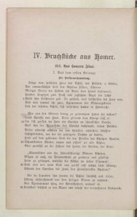 IV. Bruchstücke aus Homer