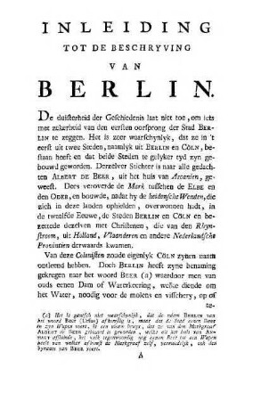 Inleiding tot des Beschryving van Berlin