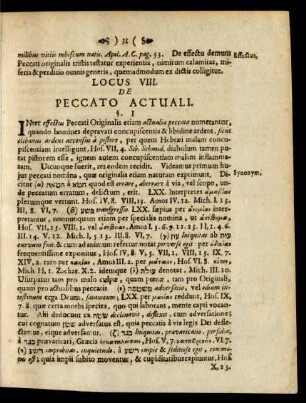 Locus VIII. De Peccato Actuali