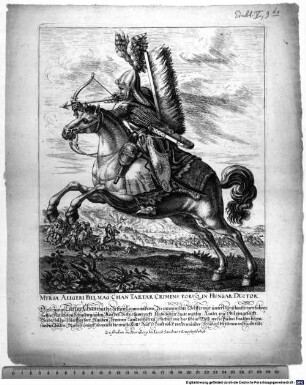 Myrsa Aligeri Filius Mag. Chan Tartar. Crimens. Eorumq. In Hungar. Ductor : Dieser Junge Tartar Chan thut die Bestien Commandiren, die entmenschte Wolffeswut unter Menschenstirnen führen ...