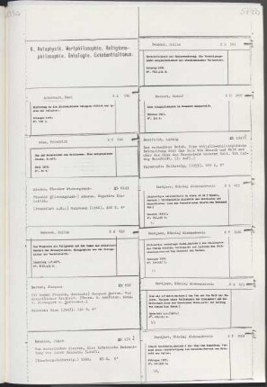 6. Metaphysik, Wertphilosophie, Religionsphilosophie, Ontologie, Existentialismus
