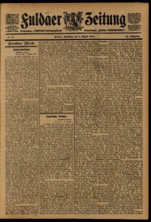 Zweite Ausgabe vom Samstag, den 05. August 1905.