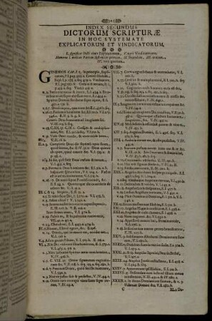 Index Secundus Dictorum Scripturæ In Hoc Systemate Explicatorum Et Vindicatorum.