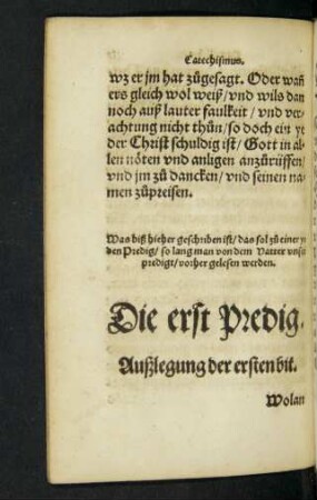 Die erst Predig. Außlegung der ersten bit.