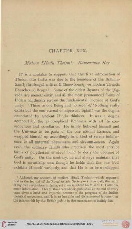 Modern Hindu Theism. Rammohun Roy