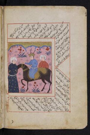 Illustration: Der Ilḫān Abū Saʽīd im Gespräch mit seinem Wesir