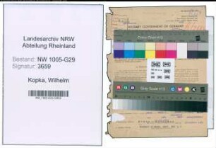 Entnazifizierung Wilhelm Kopka , geb. 08.04.1887 (Bahnsekretaer)
