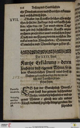 Der XXIX. Titul