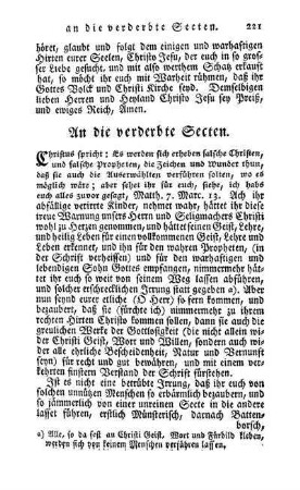 An die verderbte Secten