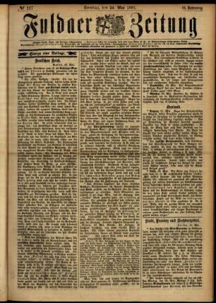 Erste Ausgabe vom Sonntag, den 24. Mai 1891.