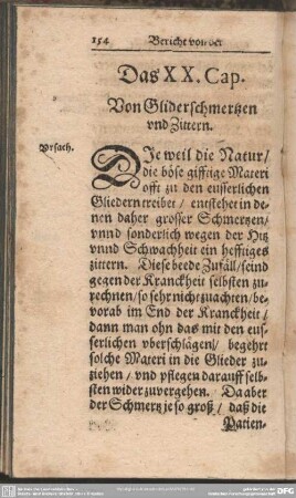 Das XX. Cap. Von Gliderschmertzen und Zittern