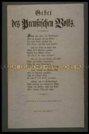 Maueranschlag: Gebet des preußischen Volks. Satirisches Gedicht; undatiert