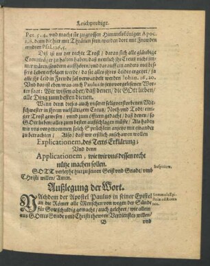 Außlegung der Wort.