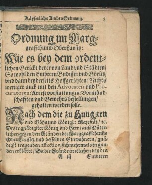 Ordnung im Marggraffthumb OberLausitz