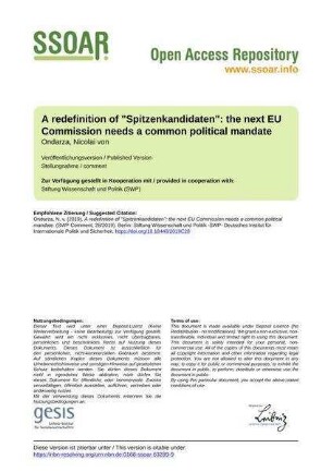 A redefinition of "Spitzenkandidaten": the next EU Commission needs a common political mandate