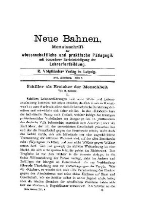 Schiller als Erzieher der Menschheit