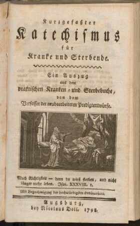 Kurzgefaßter Katechismus für Kranke und Sterbende