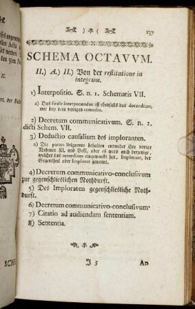 Schema Octavum. II.) A. II.) Von der restitutione in integrum.