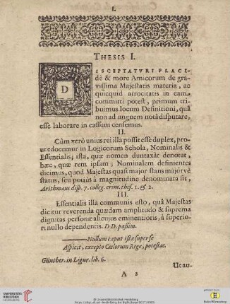 [Thesis I - XLIII]