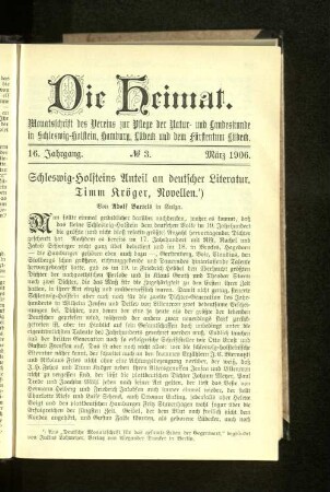 Schleswig=Holsteins Anteil an deutscher Literatur, Timm Kröger, Novellen.