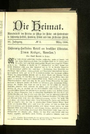 Schleswig=Holsteins Anteil an deutscher Literatur, Timm Kröger, Novellen.