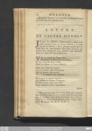 Lettre De L'Autre Monde.