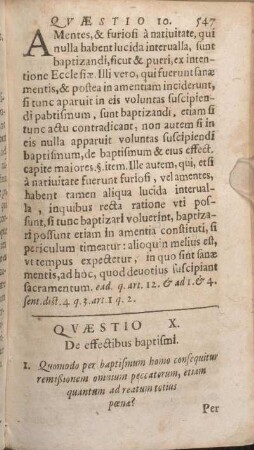 Qvaestio X. De effectibus baptismi.