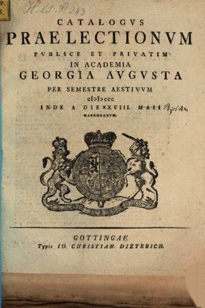 Catalogus praelectionum publice et privatim in Academia Georgia Augusta ... habendarum, SS 1800