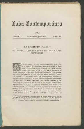 La Enmienda Platt : Su interpretación primitiva y sus aplicaciones posteriores