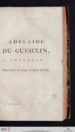 Adelaide du Guesclin, tragedie