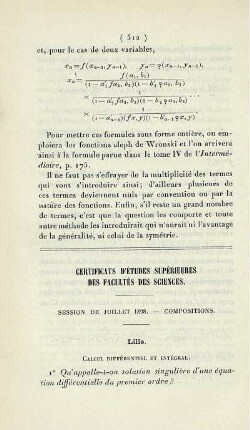 Certificats d'Études Supérieures des Facultés des Sciences.