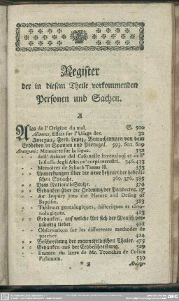 Register der in diesem Theile vorkommenden Personen und Sachen.