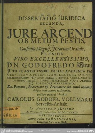 De jure arcendi ob metum pestis