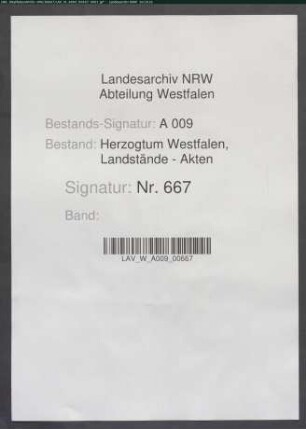 Instruktionen für die zum Landtag nach Arnsberg gesandten Deputierten des Domkapitels