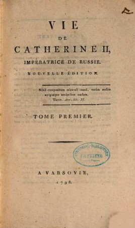 Vie De Catherine II, Impératrice De Russie, 1
