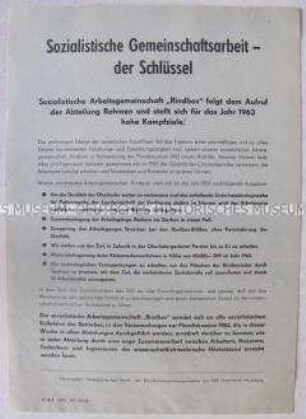 Informations- und Propagandaflugblatt zur Verbesserung der Arbeitsorganisation
