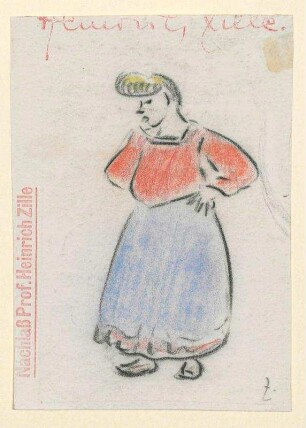 Frau mit roter Bluse nach links