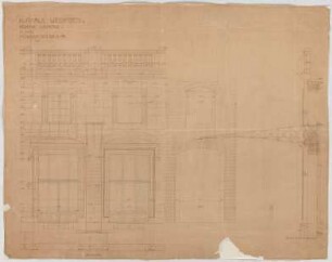 Thiersch, Friedrich von; Wiesbaden; Kurhaus - Rücklage Ostfassade (Schnitt, Detail)